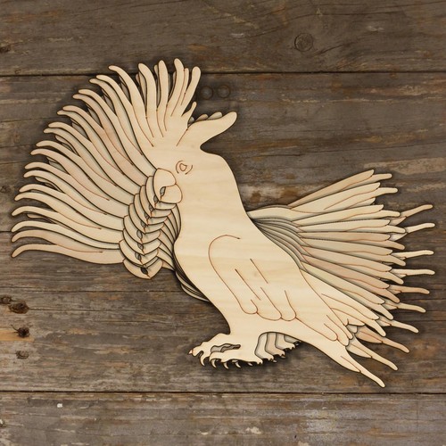 10x wooden cockatoo sulphur - wooden,