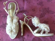 Ivory Satin & Crystal Designer Wedding Bridal Shoes Made With SWAROVSKI ELEMENTS