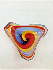 Multi-Colored Art Glass Dish  Orange, Red & Yellow  Blended colour