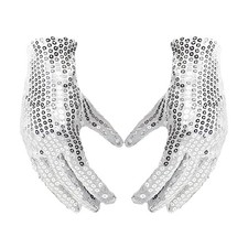 Silver Sequin White Glove Billy Jean King Of Pop Jackson Fancy Dress Dance Party