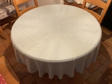 LIGHT BLUE ROUND TABLECLOTH POLYESTER COTTON BLEND 70 INS DIAMETER