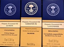 NEAL'S YARD ORGANIC ESSENTIAL OIL-1 X LAVENDER -1 X LEMON-1 X GERANIUM - 10ML