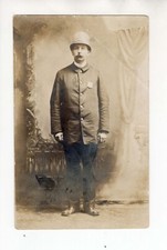 RPPC – POLICEMAN – STANDING WEARING  CUSTODIAN HELMET – CA 1910