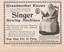 1897  Print Ad - Singer Sewing Machines Singer Mfg. Co. Lady Rocking Chair