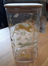 Cooksmart Woodland Collection 1.5 Litre Glass Storage jar bamboo lid hare fox