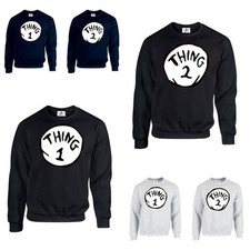 Thing One 1 And Thing Two 2 Jumper Couple Matching Costume Cat Twins (SWEAT)