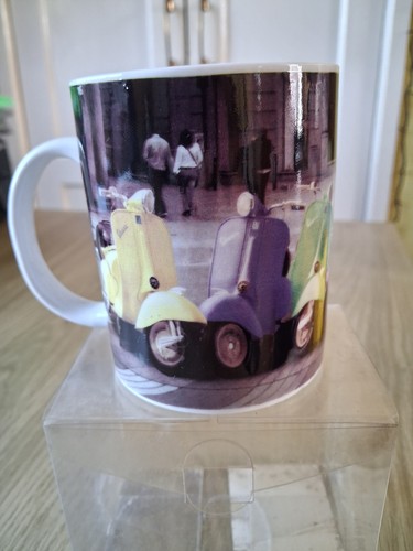 Vespa scooter mug features - mug,