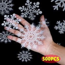 500 x Reusable Christmas Window Snowflakes Stickers Clings Decal Decorations