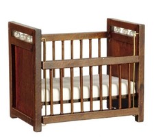 Dolls House Dark Oak Cot Crib