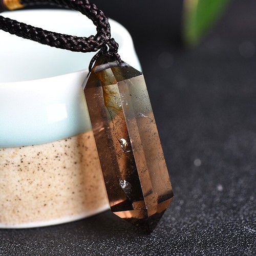 Raw smoky quartz pendant - smoky,