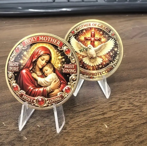 Virgin mary christ coin - virgin, holy