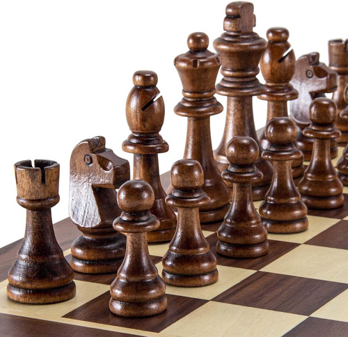 Amerous wooden chess pieces - chess,