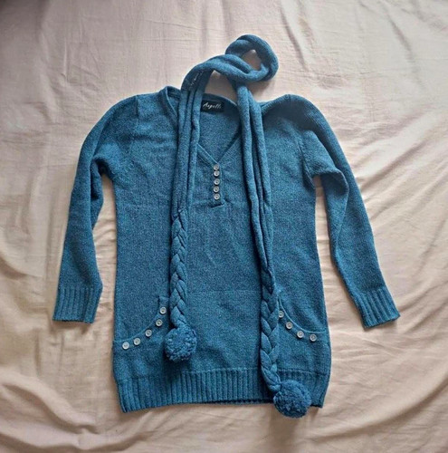 Teal henley jumper and pom - teal,