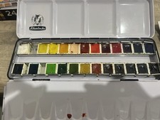 Schmincke Akademie Aquarell 24 Colour Set Half Pan With Box Used
