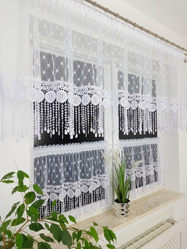 White kitchen curtain set - curtain,