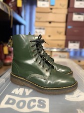 Dr Martens Vintage 1460/2715 Made In England Green leather 8 Hole Boots UK 7