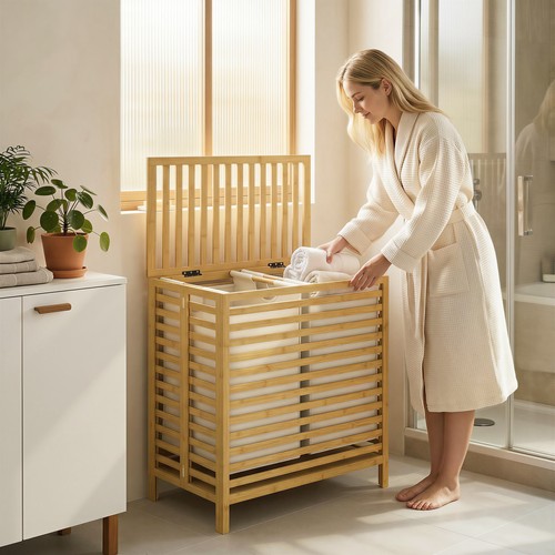 Homcom bamboo laundry basket - homcom,