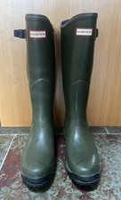 Hunter Balmoral Neoprene Lined Wellington Boots Green / Purple ~ Size 8