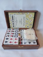 Tuttle Mahjong Set Wood Case Box 144 Tiles Counting Sticks Book Mah jong Jongg