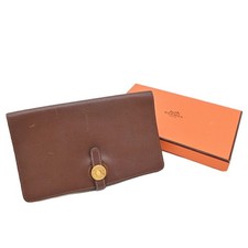 HERMES Dogon Duo MM Bi-fold long wallet Swift leather Brown A stamp