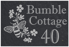 Personalised bumble bee slate door plaque, sign, welsh slate, engraved, 