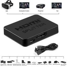 1 to 2 Way Splitter Adapter HDMI 4K To Dual Twin HDMI Signal Amplifier+5ft Cable