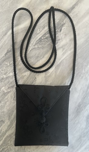Black satin mini crossbody bag - satin,