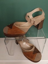 Vintage Original 70s Suede Patchwork Shoes 60s Platforms Glam Rock Disco Boots