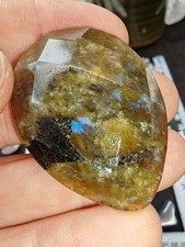 Faceted Oval Labradorite large blue flash Gemstone cabochon jewellery making