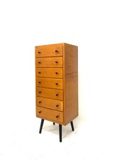 Vintage Retro Mid Century 1960s Danish Era Modernist Tallboy Chest of Drawers