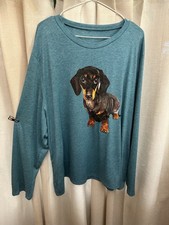 Dachshund Sausage Dog Long Sleeve Stretchy Top Size 28 - 30