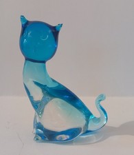 Genuine Murano Blue Glass Cat