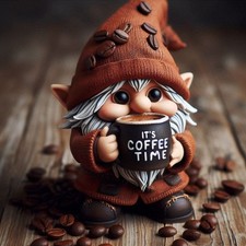 Coffee Gnomes Coffee Bar Decor Tabletop Handcrafted Sculpture Resin Gnomes