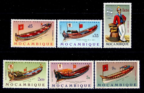 Mozambique 1964 barge boats - barge,