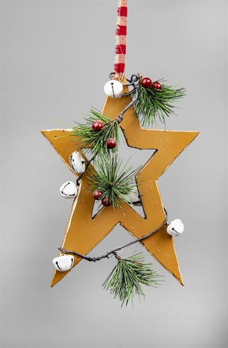 Wooden light brown star unique - brown,