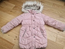 NEXT Girl Pink Coat Fluffy Hood Age 6 Years