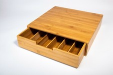 Bamboo tea coffee pod holder machine stand with drawer organizer storage office 