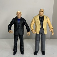 WWE Ric Flair & Kurt Angle Commentator Set Wrestling Figures Mattel Jakks Suit