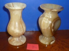 VINTAGE  2 VASES POLISHED ONYX