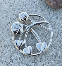 925 Silver Brooch Glasgow Rose
