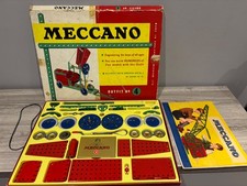 Vintage 1950's Meccano Outfit No. 4 with Manual and Original Box Gold Parts Tin