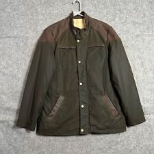 Fife Country Jacket Mens M Green Wax Utility Farm British Millerain Leather Trim