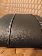 Cubby Box Lid, Land Rover Defender 90 / 110, Black Real Leather white stitching.