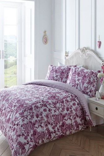 Oriental toile pink duvet - oriental,