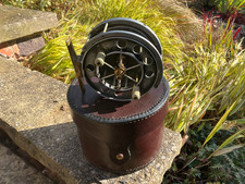 VINTAGE 3 1/2 in. ALLCOCK AERIAL CENTREPIN c/w LEATHER CASE --- SUPERB