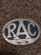 VINTAGE ALUMINIUM OVAL RAC CAR BADGE..9.5cm x 7cm 