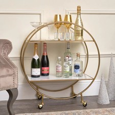 Gold & Marble Round Bar Cart