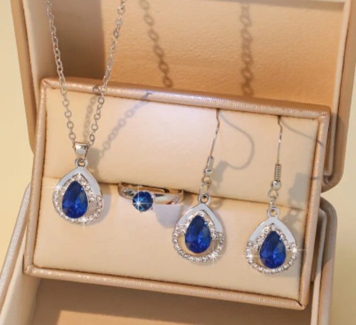 Sapphire blue drop silver - drop,