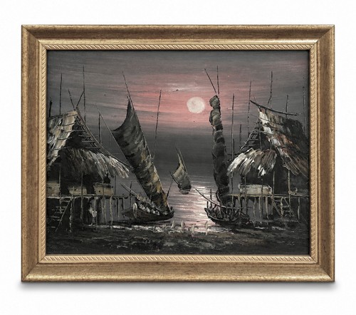 Framed vintage oil - oil, of