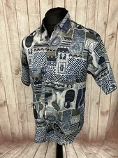 Thai Silk Apple Short Sleeved Shirt Ancient Pottery Abstract Pattern Medium VGC